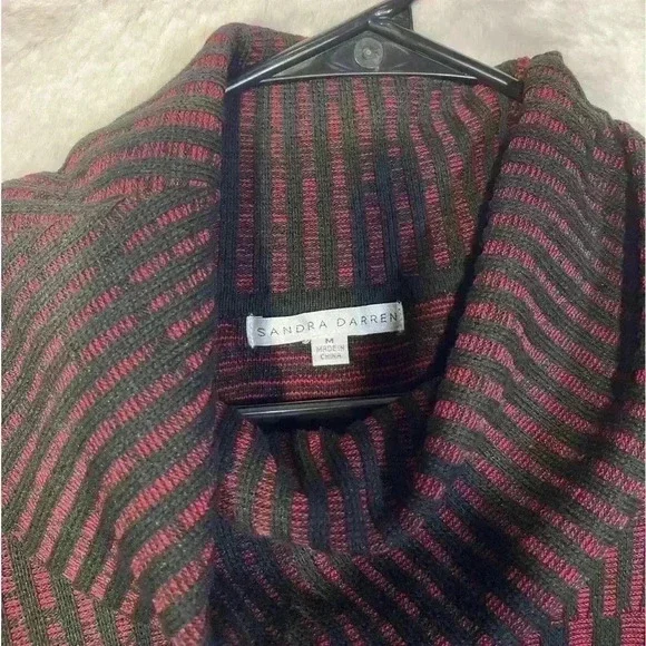 Sandra Darren Black Red Graphic Cowl Sweater Dress Warm Office Casual Womens Med - Picture 4 of 7